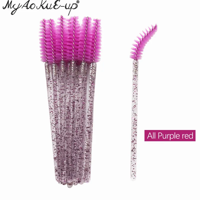 Crs All Purple red 50 шт., Новое поступление, кисти для ресниц, Мягкая головка для ресниц, аппликатор для бровей, тушь для ресниц, палочка, микрокисти, кисти для макияжа - Handle Color: Crs All Purple red