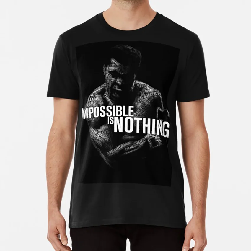 Mohamed Ali impossible is nothing футболка для бокса mohamed ali quote|Мужские футболки| |