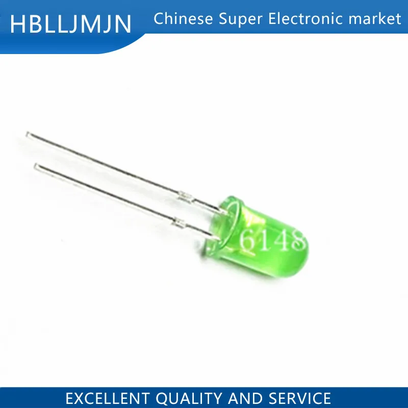 200 шт. 5 мм диффузный зеленый светодиод DIP Круглый широкий угол сквозное отверстие