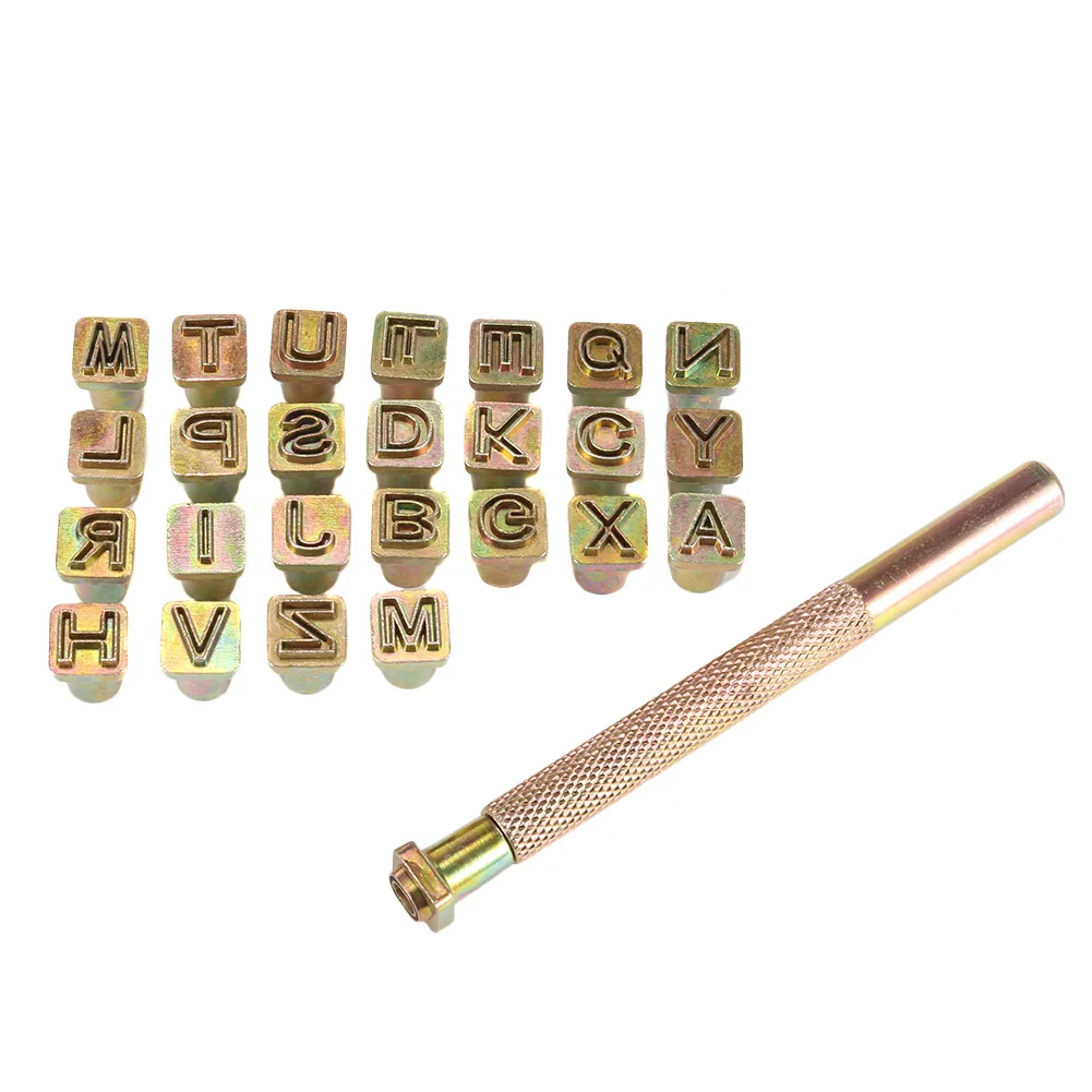 26 шт. набор кожаных стемперов с буквенным алфавитом стальной перфоратор