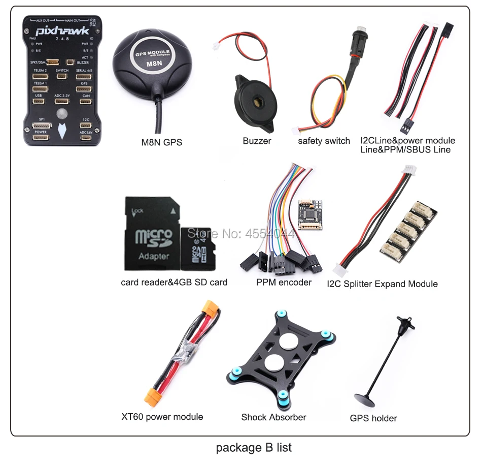 Контроллер полета Pixhawk PX4 PIX 2.4.8 32 бит игровые джойстики w/4G SD M8N gps+ 433 МГц/915 МГц 100 мВт радиотелеметрия++ I2C+ мг+ xt60 силовой модуль