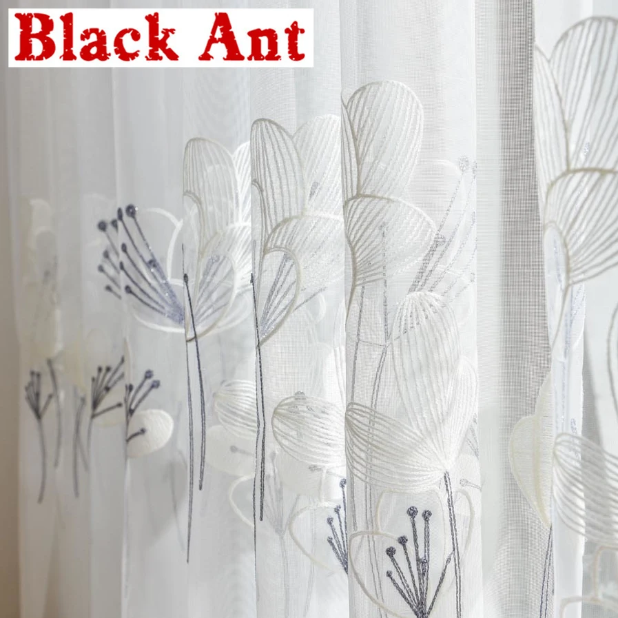 Занавески в деревенском стиле тюлевые шторы для гостиной с серым цветочным