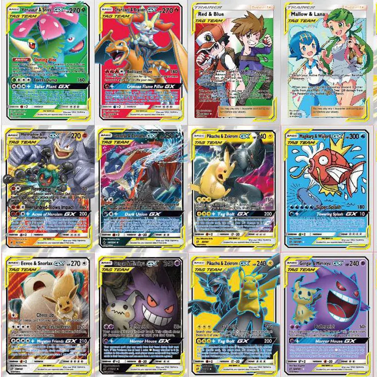 60 шт./компл. Tag team EX Mega GX Shining Pokemon Cards Battle Game детская коллекция