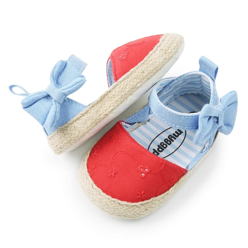 

2018 Baby Princess Girls Shoes First Walkers Cowboy blue bow Bebe Ballet Dress Walking Shoe Soft Soled Baby Shoes