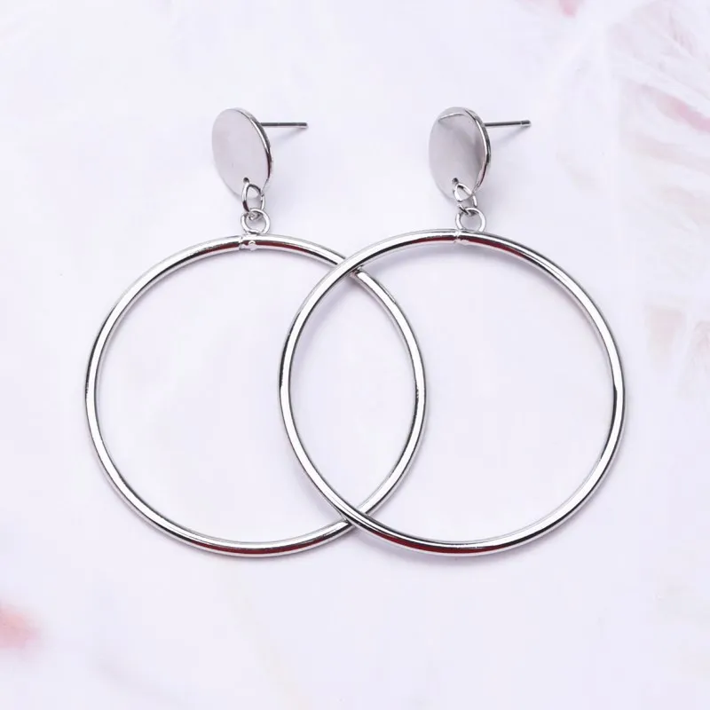 197 silver Новые модные большие круглые Висячие серьги для женщин, серьги-гвоздики золотистого цвета, вечерние ювелирные изделия в стиле панк oorbellen - Окраска металла: 197 silver