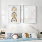 Скандинавский простой мультяшный Радуга любовь детская комната Детский сад модель комнаты теплый декоративный Рисунок Картина Печать