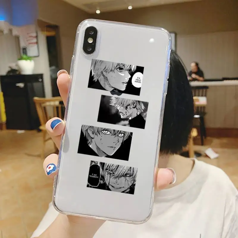 

Cute Japan Anime Tokyo Ghoul Phone Case Transparent for iPhone 6 7 8 11 12 s mini pro X XS XR MAX Plus