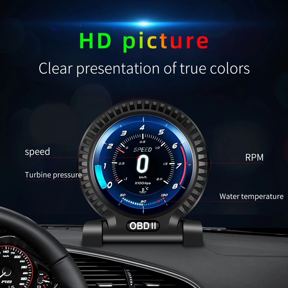 

Head-Up Display RPM MPH Fuel Consumption Turbo Temperature Digital Car Speedometer HUD OBD2 Auto On-Board Computer Smart Gauges