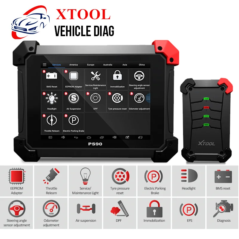 Полный диагностический сканер XTOOL PS90 для программирования одометра OBD2 ABS DPF EPB с