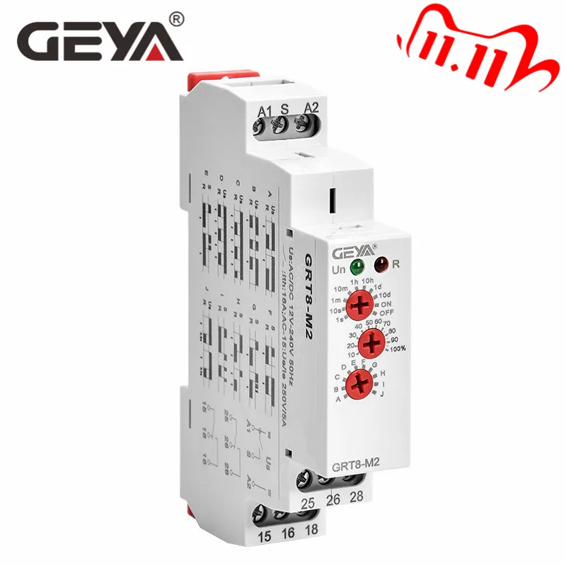Многофункциональное автоматическое реле времени GEYA GRT8 M с Din рейкой AC DC 12V 24V 220V SPDT