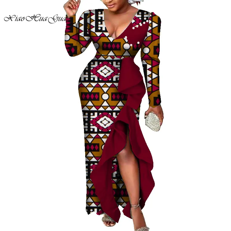 Сексуальное платье с глубоким v-образным вырезом для женщин в африканском стиле