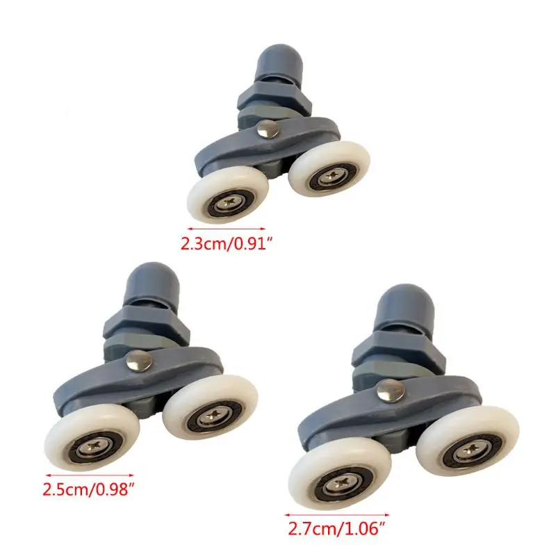 

4Pcs/Set Grey Plastic Nylon Adjustable Double Swinging Pulley Wheels Shower Cabin Sliding Door Hardware Roller