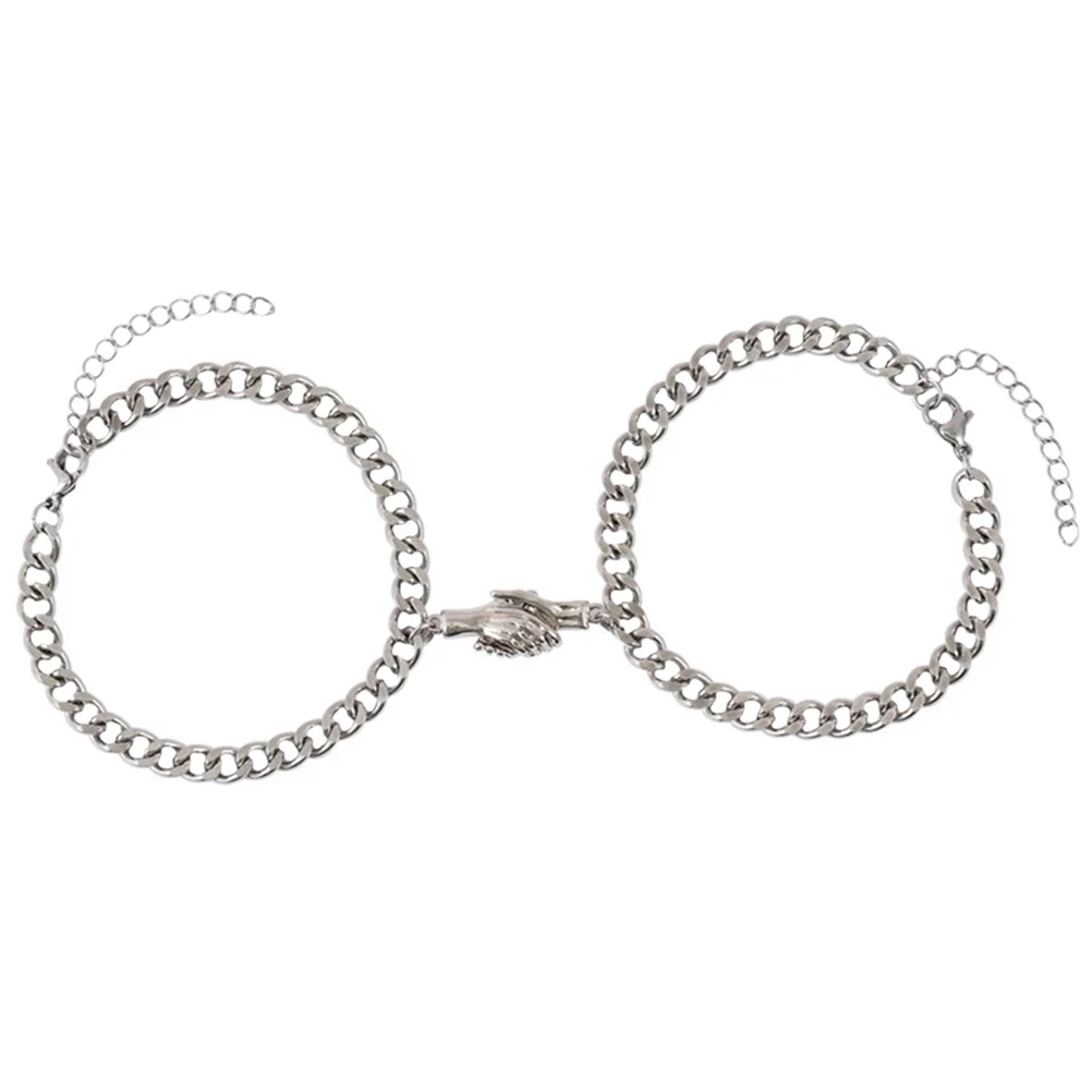 

2pcs Creative Handshake Bracelet Chain Bracelet Couples Anniversary Bracelet