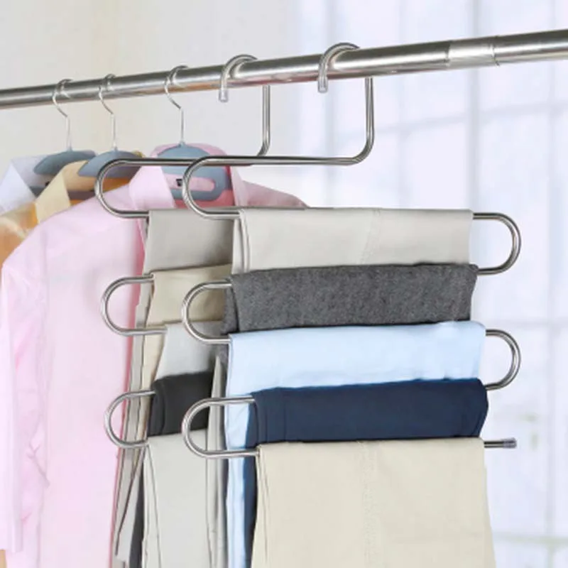 

5 layers S Shape MultiFunctional Clothes Hangers Pants Storage Hangers Cloth Rack Multilayer Storage Cloth Hanger 1PC