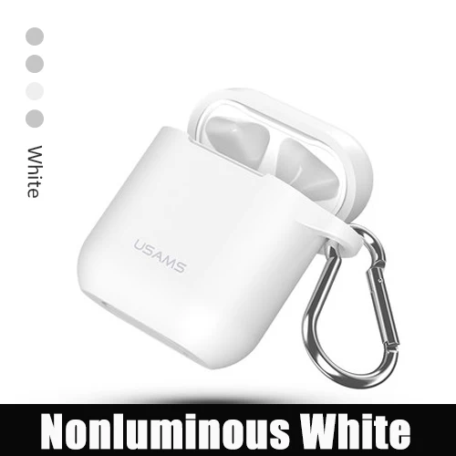 Nonluminous White USAMS светящийся защитный чехол для наушников для AirPods чехол для наушников чехол для Apple беспроводные Bluetooth наушники Airpod чехол - Цвет: Nonluminous White