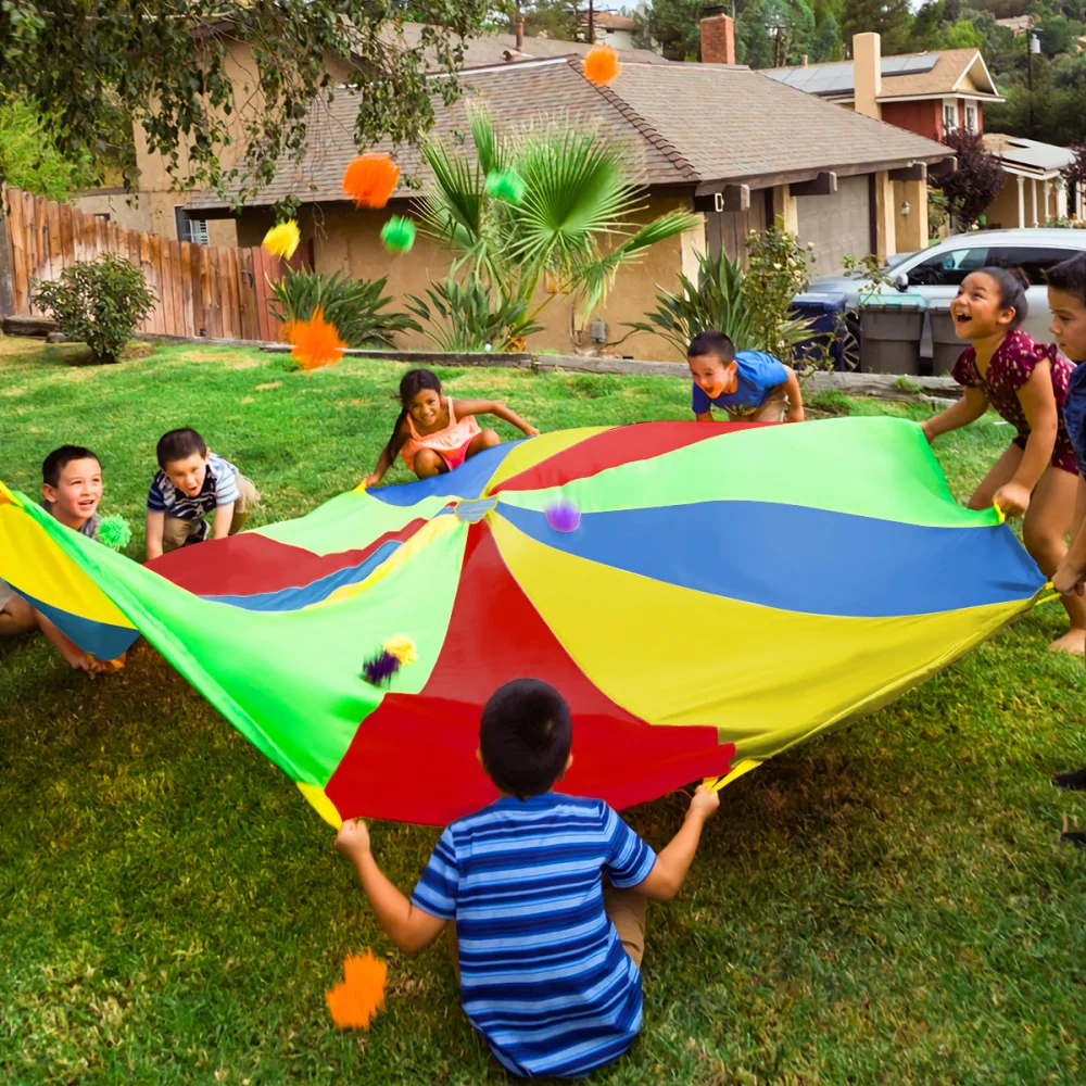 

1pc Rainbow Wear Resistant Educational Skin-friendly Kids Play Parachute for Sports Party