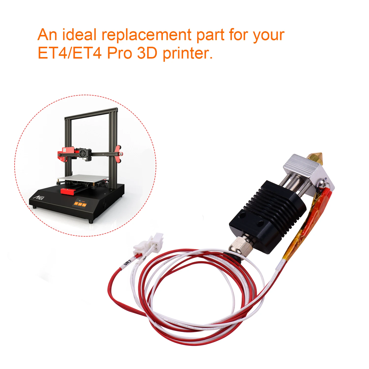 

Hot End Set with 0.4mm Nozzle 100K Thermistor Heatsink 3D Printer Full Metal Hotend Extruder Kit Wire 24V Compatible with ET4