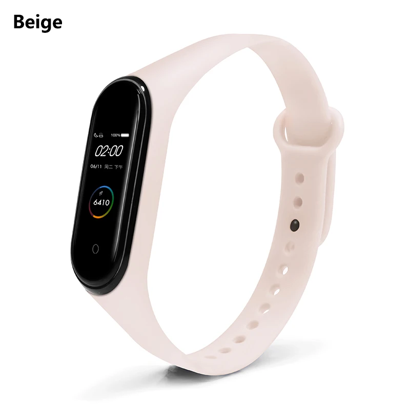 Beige BOORUI для xiaomi mi band 4 ремешок Модный Цветной mi band 4 ремешок силиконовый mi band 4 Ремень Замена для xiaomi mi 4 band - Цвет: Beige