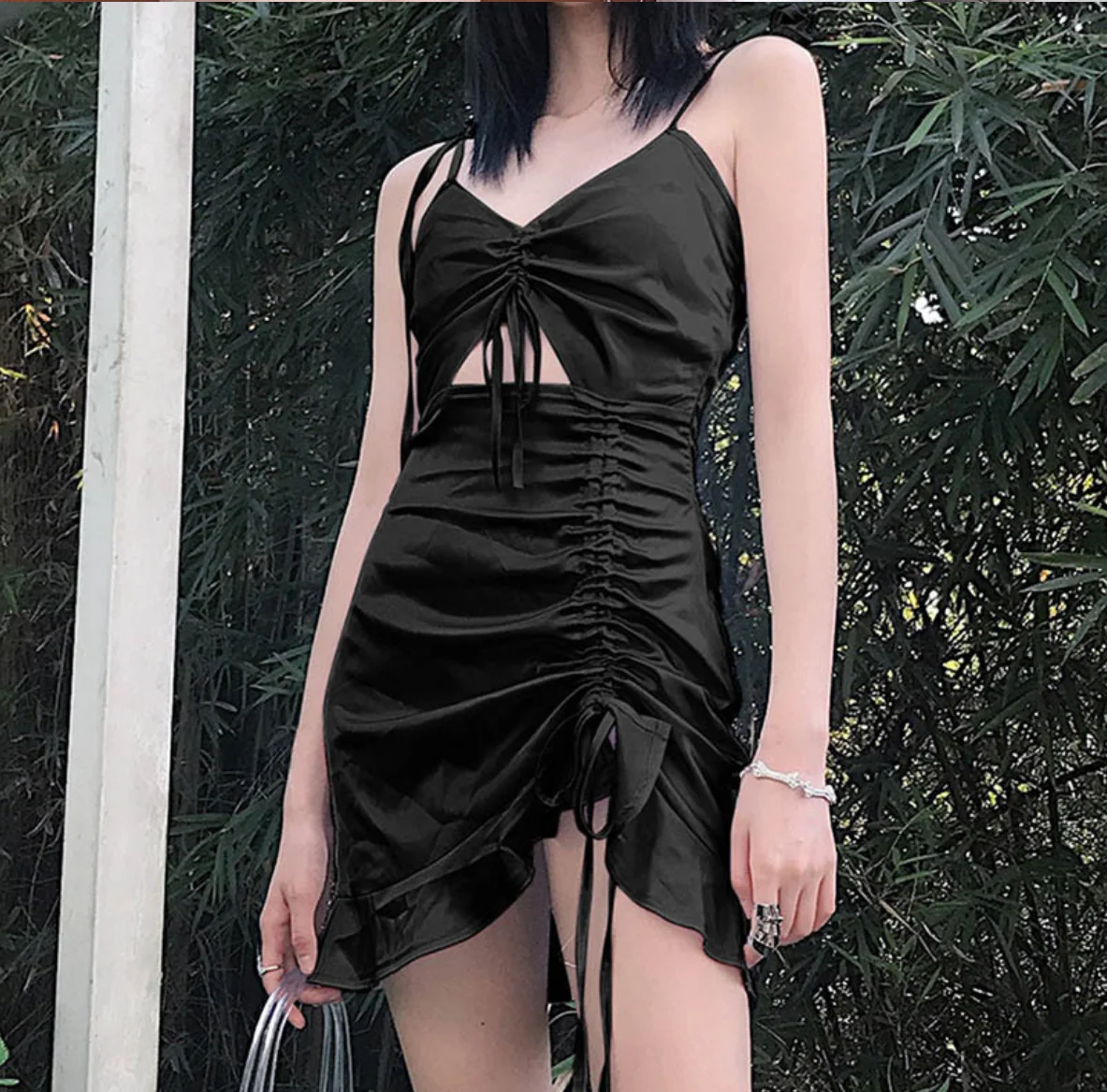 

New Summer dress Euro-American style 2021 summer new women's wear halter bow sexy fashion navel-baring V-shaped dress Y2K dress
