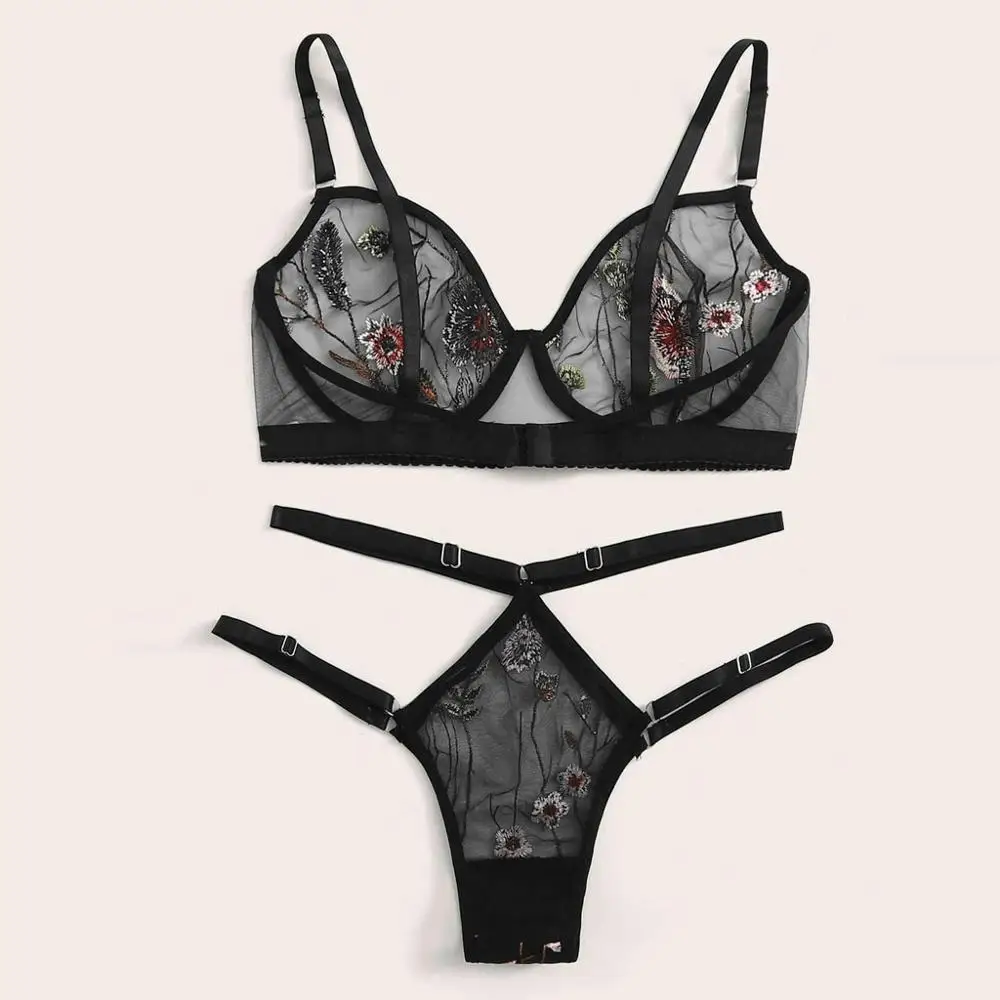 Нижнее белье LEECHEE комплект женского бюстгальтера сетчатый ультратонкий