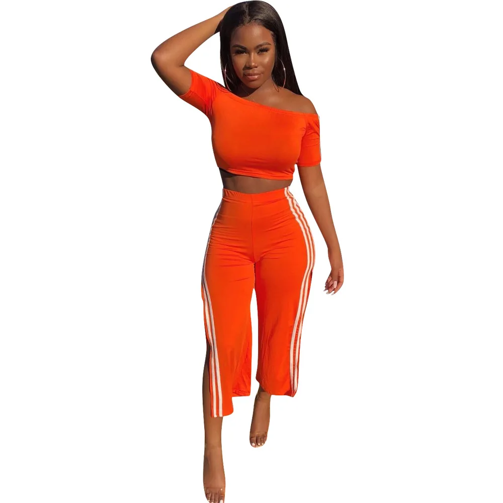 Новый Модный летний сексуальный спортивный костюм с короткими рукавами комплект