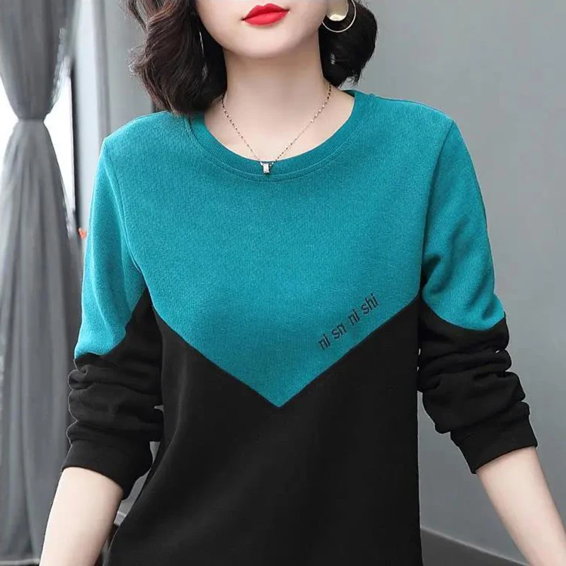 

Large Size Round Neck Sweater Women's Western Style Loose Spring And Autumn Clothes 2021 New Mother Long-sleeved Hoodless