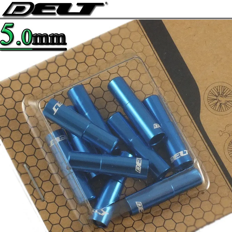blue 10pcs 10 шт. 5,0 мм Фиксированная Шестерня Горная дорога MTB велосипед обмотка гибкого троса ручного тормоза концы крышки наконечник выстроились наконечники сплав черный красный золотой синий - Цвет: blue 10pcs