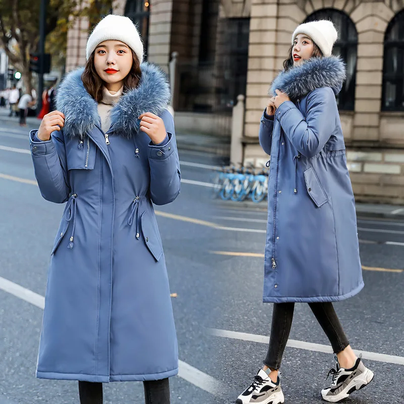 Женская парка с капюшоном Abrigos Mujer Invierno длинная приталенная зимняя куртка меховым