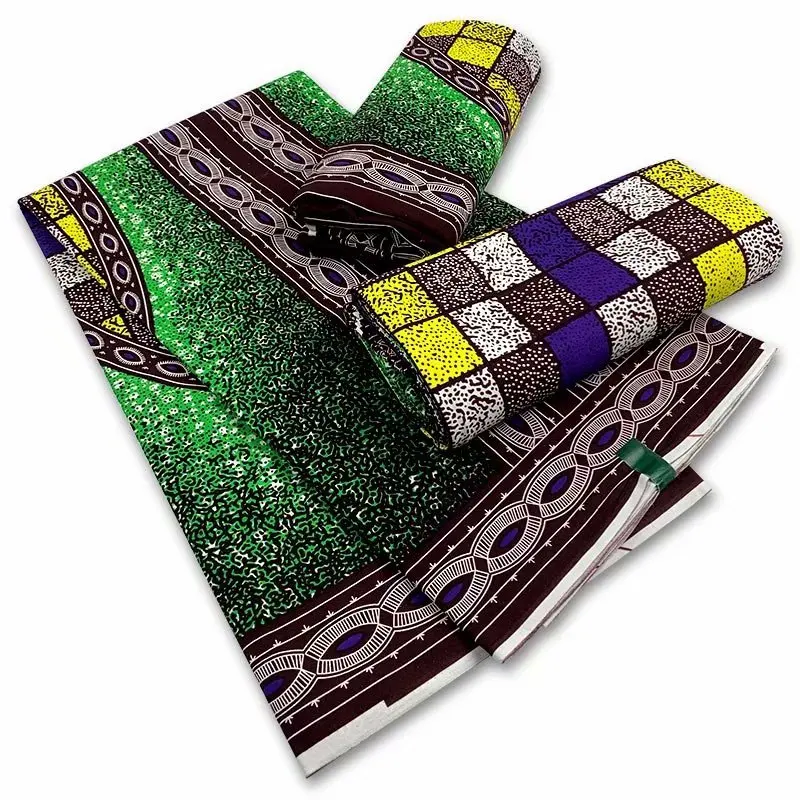 Настоящая java восковая хлопчатобумажная ткань с красным и золотым узором