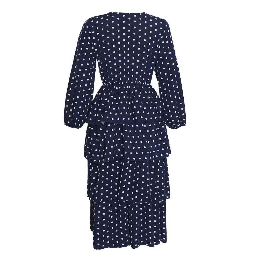 

African Print Dresses For Women Polk Dot Evening Party Dress Ladies Tutu Muslim Fashion Dubai Abaya Femme European Clothing 2021