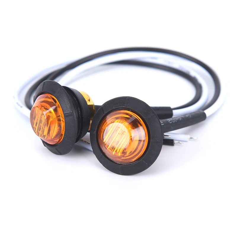 

10PCS Mini 1'' Round Amber LED Light Front Rear Side Marker Indicators Light for Truck Bus Trailer Motocycle 12V