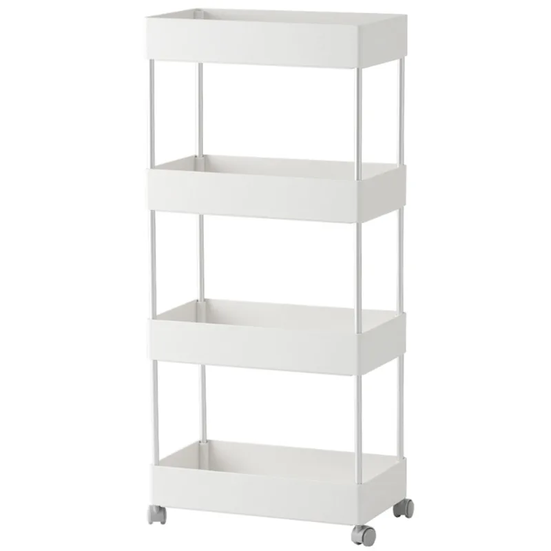 Передвижная полка для хранения четырехъярусная Полка на колесиках спальни кухни