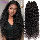 Пупряди человеческих волос IWISH с глубокими волнами, бразильские волнистые пучки волос Remy, вьющиеся человеческие волосы в пучках, 1 шт., 10-30 дюймов