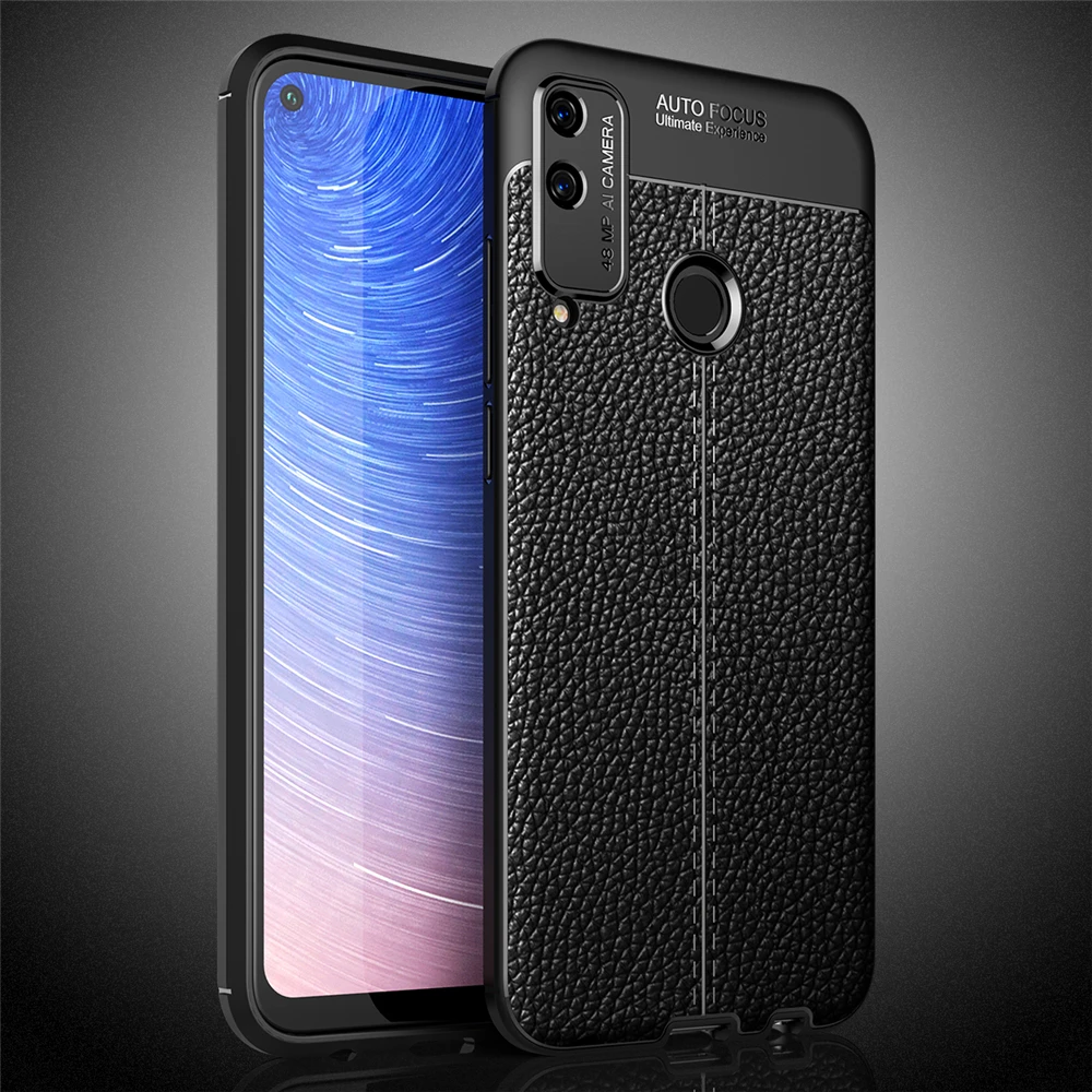 Личи Кожаный шаблон противоударный чехол для Honor Play4t Мягкий силиконовый защитный