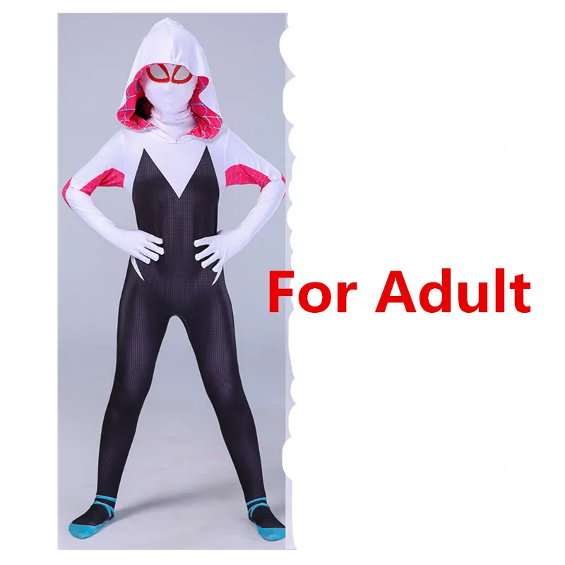 Adult costume 4 Костюм Гвен Стейси, костюм Питера Паркера, Майлз, костюм «Моралес», комбинезон на молнии, костюм супергероев на Хэллоуин - Цвет: Adult costume 4