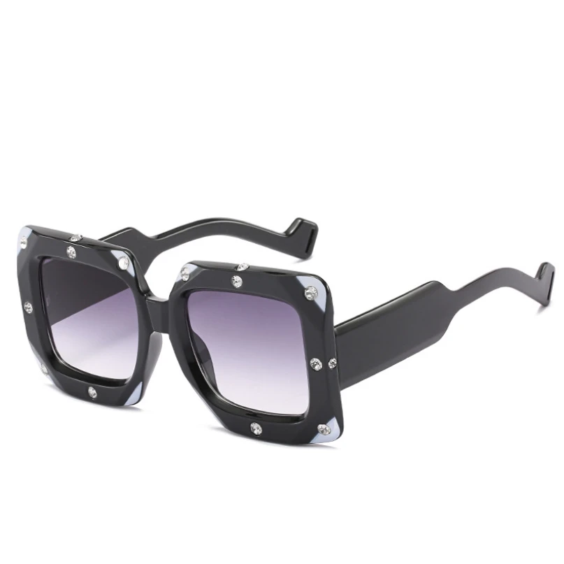 C5 black gray 47152 горный хрусталь квадратные большие рамки солнцезащитные очки UV400 женские европейские американские личности модные женские солнцезащитные очки - Цвет линз: C5 black gray