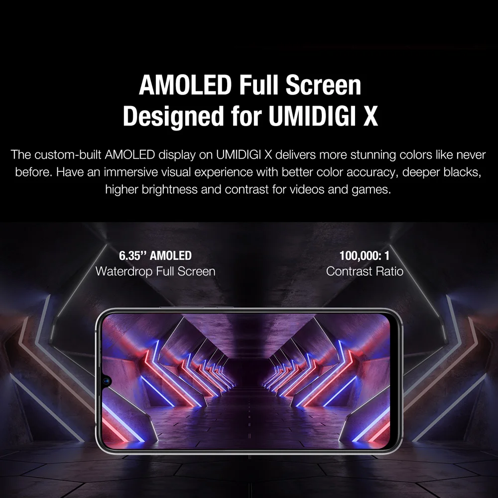 UMIDIGI X 6,35 дюймов AMOLED 4 Гб 128 ГБ глобальная версия Смартфон Android 9,0 Helio P60 48MP 4150 мАч отпечаток пальца NFC 4G мобильный телефон