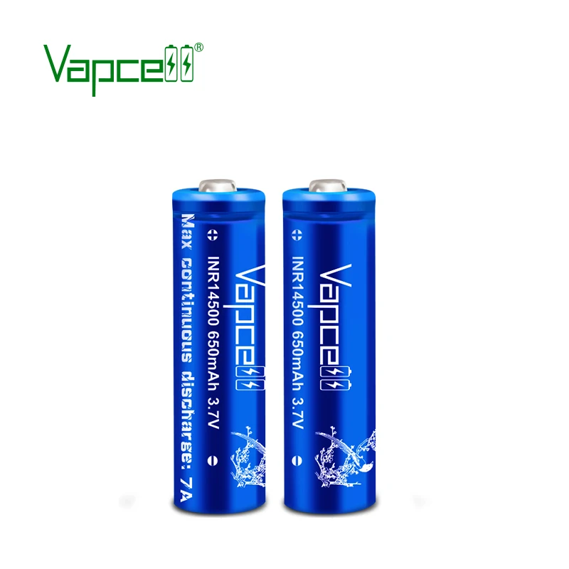 1usd купон высокой мощности Vapcell Кнопка top INR14500 650mah 7A 3,7 V литий-ионная аккумуляторная батарея для фонарей