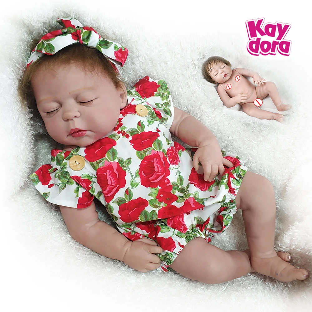 

55CM sleeping reborn baby doll Full Body Silicone Newborn Baby Babies Doll 22inch Lifelike Bebes Doll for Children Birthday Gift