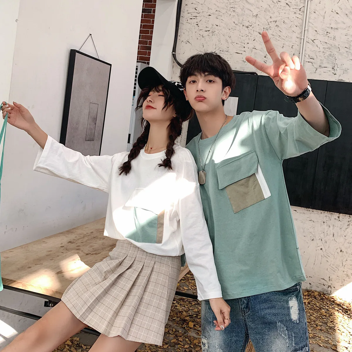 Весна-Осень 2020 новая модная повседневная футболка с карманами и рукавами в семь