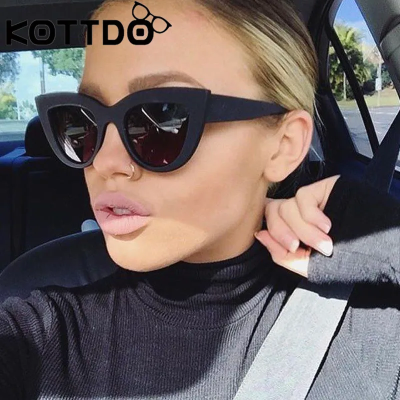 Женские солнцезащитные очки KOTTDO классические винтажные зеркальные кошачий глаз
