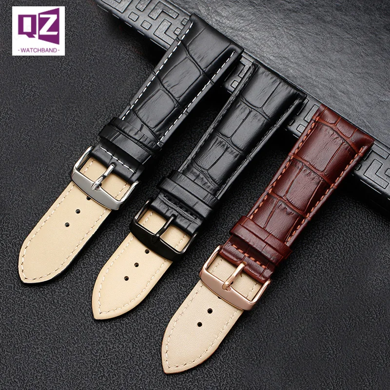 COW LEATHER Watch Strap 22mm 23mm 24mm 26mm 28mm watchband mens Genuine leather bracelet general watch band alligator grain