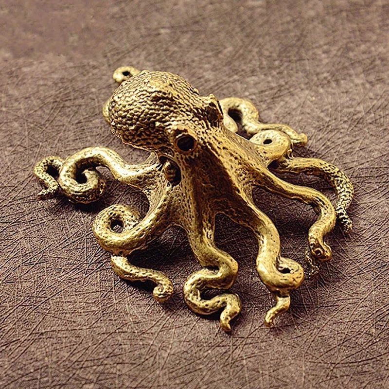 

Small Octopus Statue Metal Brass Tea Pet Table Ornament Lucky Home Decorations Accessories Antique Set Craft Home Decoration