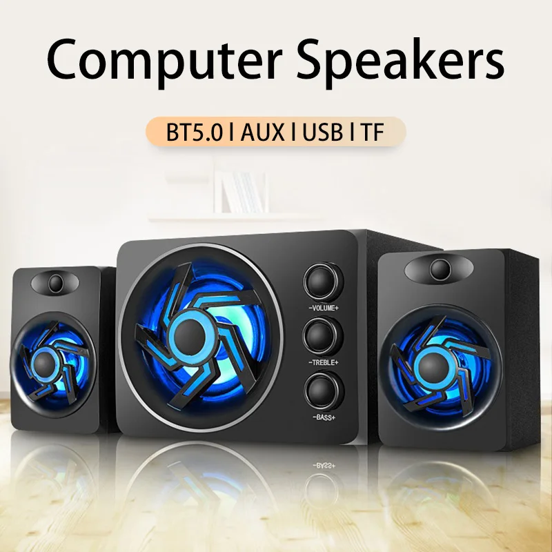

LED Computer Speaker 4D Surround Sound Mini Subwoofer Music Speaker for Laptop Notebook PC Phone Stereo Bluetooth Loudspeaker