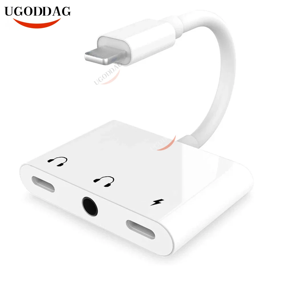 

3 in 1 Charging Audio Adapter Headphone Splitter for Dual Lightning + 3.5mm Jack Cable Fast Charger for iPhone SE/8/7/X iOS 13