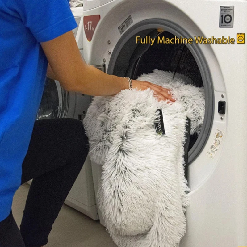 Зимняя плюшевая кровать для собаки теплая кошки съемный чехол на молнии моющаяся