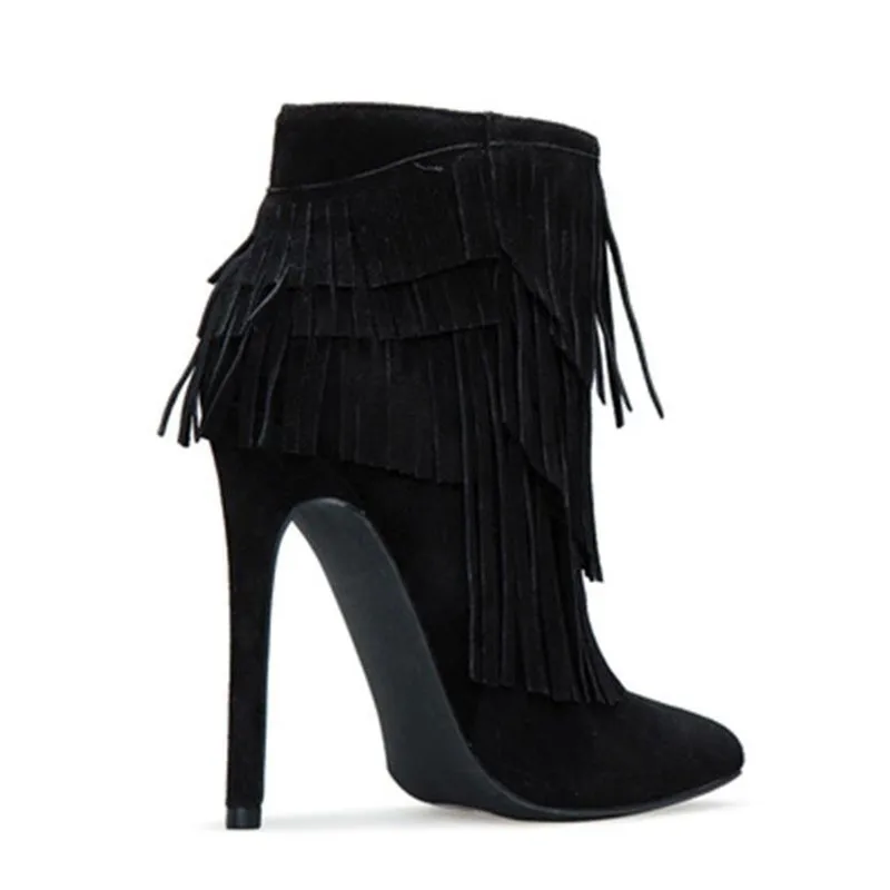 

Tassel Boots shoes woman new fashion boots Women's Fashion Rome Zip Fringe Thin High Heels Boots Shoes zapatos de mujer