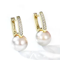 huitan elegant imitation pearl earrings for women wedding party dangle earrings gold color good quality female statement jewelry