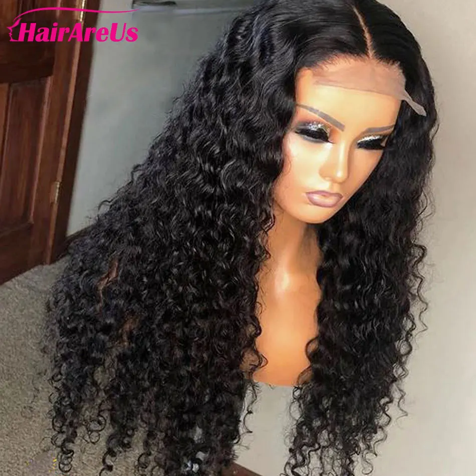

30 Inch Deep Wave Closure Wig Human Hair Lace Wigs Plucked Malaysian 4x4 Lace Closure 180% Loose Water Curly Wig For Black Women