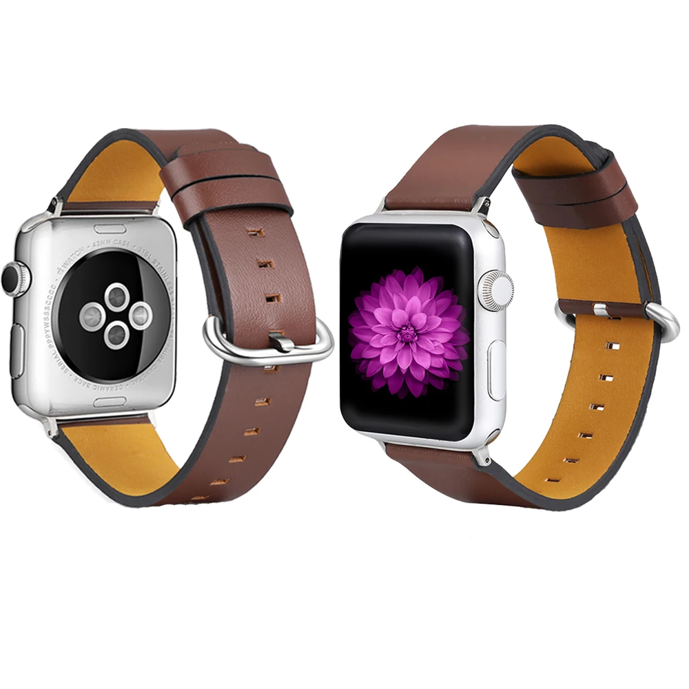 Кожаный ремешок для Apple Watch series 6/5/4 40 мм 44 спортивный браслет iwatch Series 3/2/1 42 38 черный